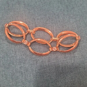 AVON Gold tone large chain link bracelet rhinestone adjustable